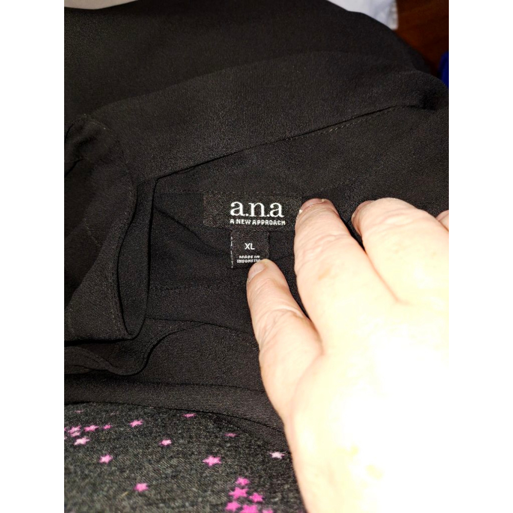 a.n.a womens Black Long Sleeve Blouse XL Witchy corporate goth semi sheer - Picture 3 of 4